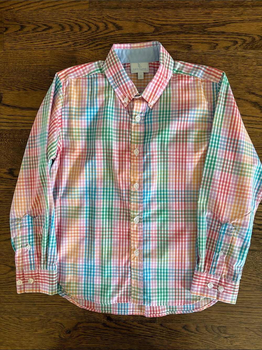 Little English Pink Green Blue Yellow Plaid Button-Down Shirt